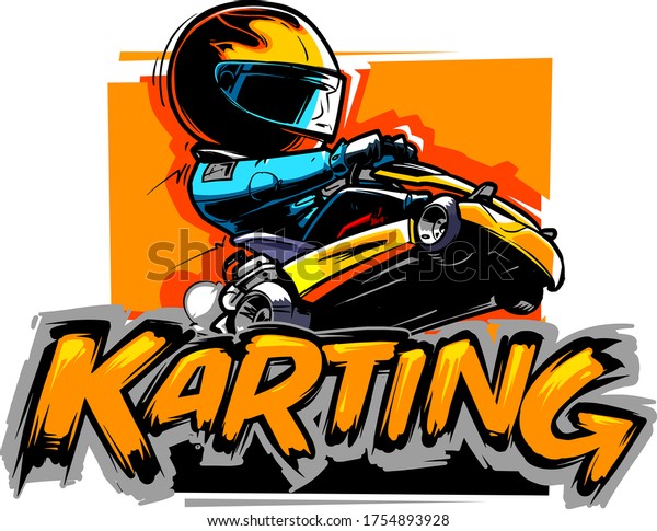 Logotipo de Karting. Vamos Kart Racer aislado en blanco.