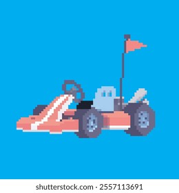 karting pixel art, vector illustration on isolated background.
