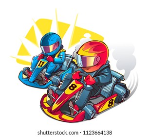 Karting Race. Cartoon illustration