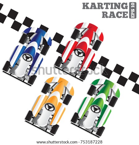 Karting race. View from above. Vector illustration.