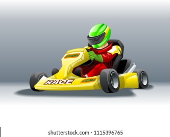 Karting with a rider at high speed.