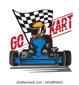 karting sport with racing flag, good for logo event also tshirt design