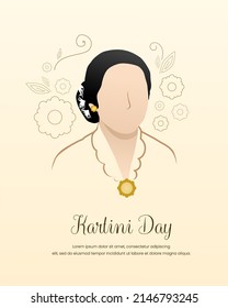 Vector de tarjeta de saludo del día de Kartini