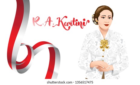 Kartini Day, R A Kartini the heroes of women and human right in Indonesia. banner template design background - Vector