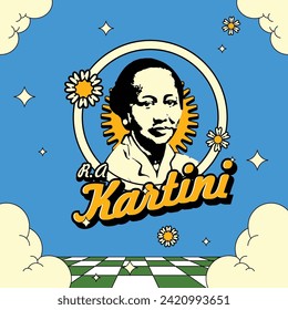 Kartini Day vector design in retro style svg