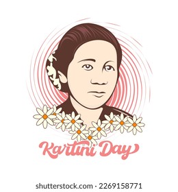 Kartini day a woman with flowers on her head and the words