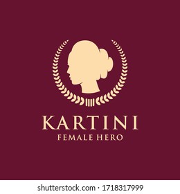 Kartini logo concept. modern design. can use for hero logo, national day, female federation and etc. vector of creative logo ideas