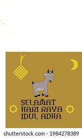 Kartu ucapan Idul Adha. gambar domba untuk kumban di hari idul adha. latar belakang orange. ilustrasi vektor.