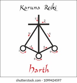 Karuna Reiki. Energy healing. Alternative medicine. Harth Symbol. Spiritual practice. Esoteric. Vector