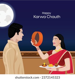 Karwa Chauth Creative Vector Design
