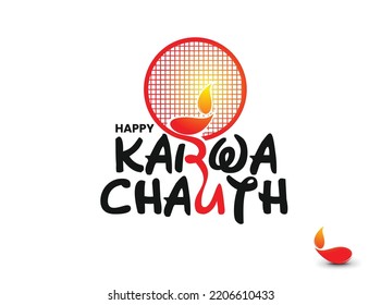 Karwa Chauth Text Design. Abstract vector illustration.