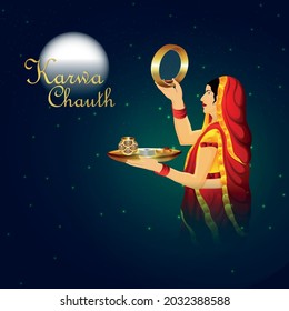 Karwa chauth vector illustration background