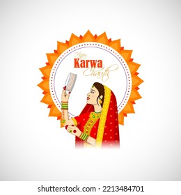 Karwa Chauth-Indian festival –vector illustration