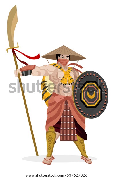 Kasa Cone Hat Monk Asian Warrior Stock Vector (Royalty Free) 537627826 ...