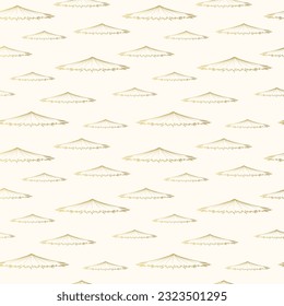 Kasa - Japanese national headdress. Golden hand drawn seamless pattern with oriental motives. Vector illustration for  textile, texture and wrapping paper.