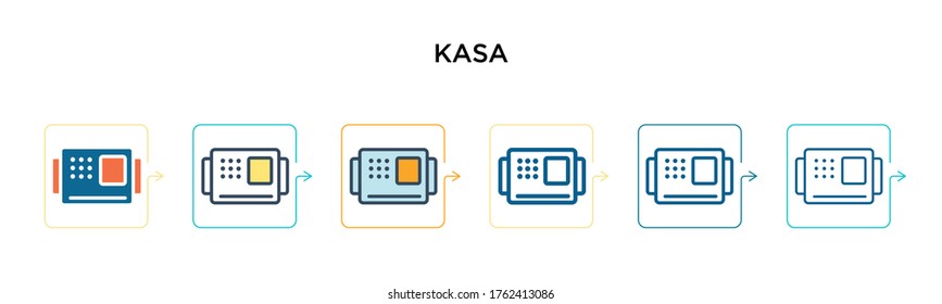 Kasa vector icon in 6 different modern styles. Black, two colored kasa icons designed in filled, outline, line and stroke style. Vector illustration can be used for web, mobile, ui