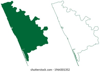 Kasaragod District Kerala State Republic India Stock Vector (Royalty ...