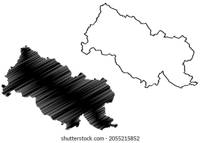 Kasganj district (Uttar Pradesh State, Republic of India) map vector illustration, scribble sketch Kasganj map