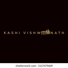 Kashi Vishwanath typography with Kashi Vishwanath temple icon. Lord Shiva Kashi Vishwanath temple icon.