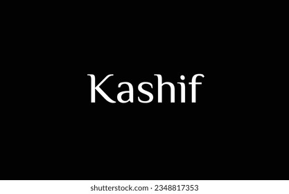 Kashif - Muslim name - Islamic name - beautiful font style - vector names in White Color on Black Background