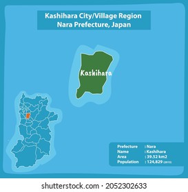 Kashihara City Village Region Nara Prefecture Map, Japan