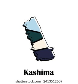 Kashima City of Japan map vector illustration, vector template with outline graphic sketch design