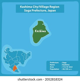 Kashima City Village Region Saga Prefecture Map, Japan