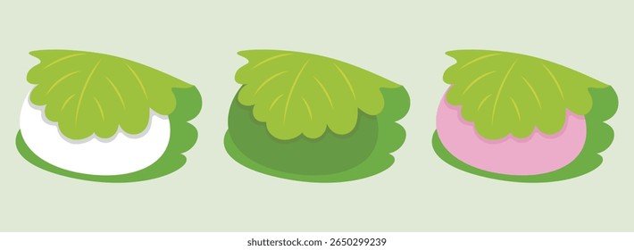 Kashiwa mochi,Rice cakes wrapped in oak leaves