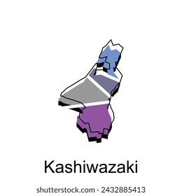 Kashiwazaki City map of Japan country, logotype element for template