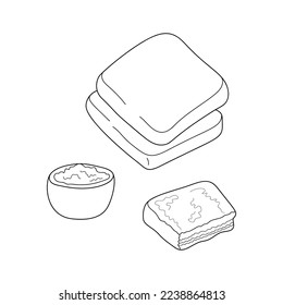 El panel de Kashkaval empanó queso de cometas de kashkaval. Cocina tradicional búlgara. Ilustración dibujada a mano por vectores. Elemento de diseño para la cafetería de menú, el bistró y el restaurante.