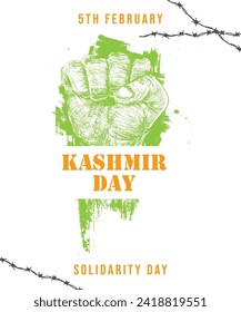 Kashmir day illustration. A symbolic depiction of solidarity and remembrance, invoking emotions of peace and harmony.