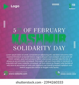 Kashmir day social media facebook post | 5th of february kashmir day banner design | promotion february kashmir instagram post | february kashmir day facebook template | feb solidarity day post design