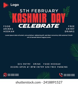 Kashmir day social media facebook post | 5th of february kashmir day banner design | promotion february kashmir instagram post | february kashmir day facebook template | feb solidarity day post design