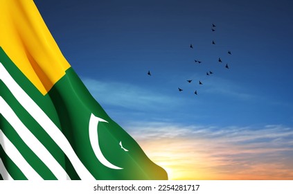 Kashmir flag on background of the sky. EPS10 vector