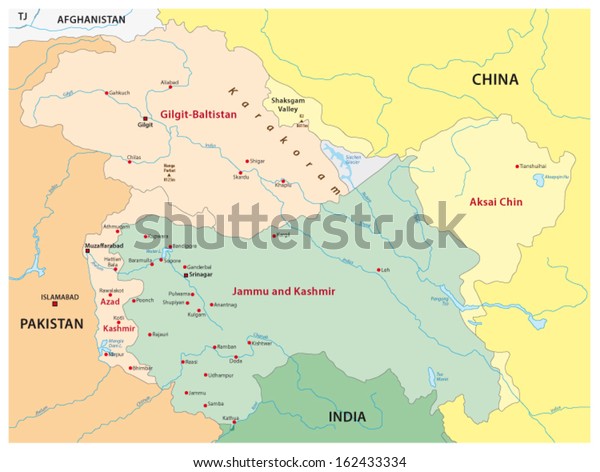 Kashmir Map Stock Vector (Royalty Free) 162433334