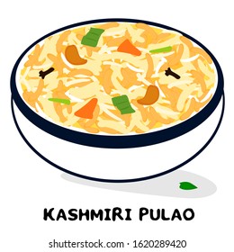 Kashmiri Pulao Indian Jammu And Kashmir Food Vector