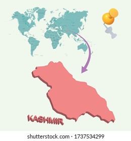 Kashmir's place in the world. 3D map