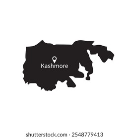 kashmore map in black and white with location icon