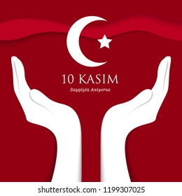 Kasim. November 10, Mustafa Kemal Ataturk death anniversary. 1881-1938. vector illustration