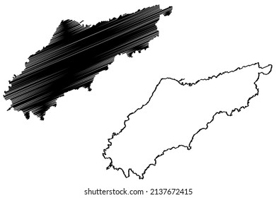 Kasos island (Hellenic Republic, Greece, Aegean Sea) map vector illustration, scribble sketch Casos map
