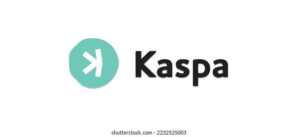 Kaspa cryptocurrency KAS token, Cryptocurrency logo on isolated background with text.
