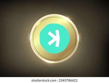Kaspa (KAS) Crypto logo banner . Kaspa cryptocurrency golden coin symbol  isolated on golden background