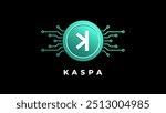 Kaspa (KAS) cryptocurrency logo vector illustration for banner or background.