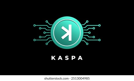 Kaspa (KAS) cryptocurrency logo vector illustration for banner or background.