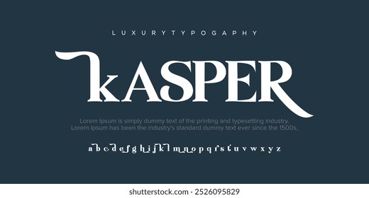Kasper Creative alfabeto líquido moderno exibir fonte vetor. Estilo único da tipografia moderna