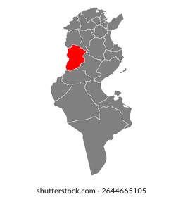 Kasserine da Tunísia Governorates forma do mapa, viajar web plano ícone vetor ilustração .