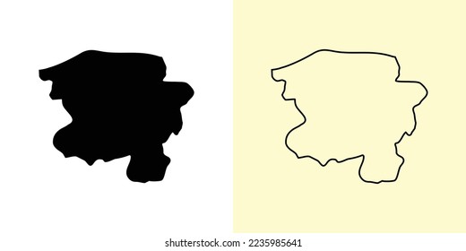Kastamonu map, Turkey, Asia. Filled and outline map designs. Vector illustration