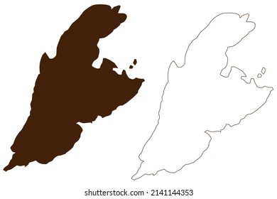 Kastellorizo island (Hellenic Republic, Greece, Greek island, Dodecanese Archipelago) map vector illustration, scribble sketch Castellorizo or Megisti map