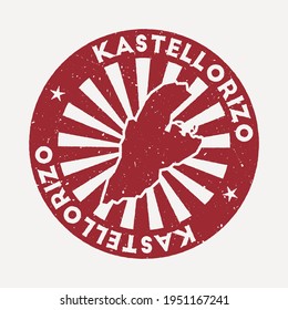 Kastellorizo stamp. Travel red rubber stamp with the map of the island, vector illustration. Can be used as insignia, logotype, label, sticker or badge of Kastellorizo.