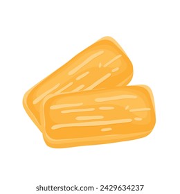 Kastengel is Traditional Indonesian Cheese Cookies Biscuit for Eid Al Fitr Flat Doodle Icon Logo. Cartoon vector illustration isolated on white background